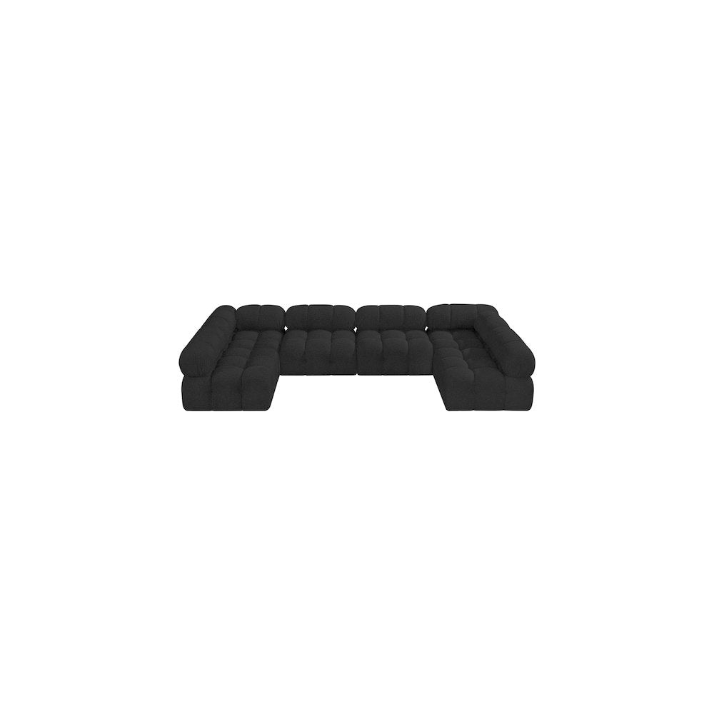 Ames Black Boucle Fabric Modular Sectional