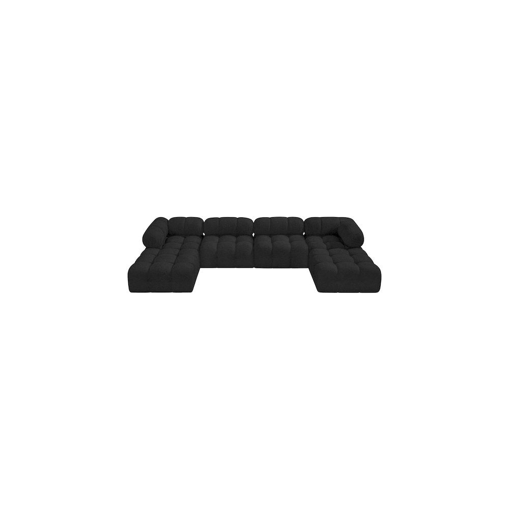 Ames Black Boucle Fabric Modular Sectional