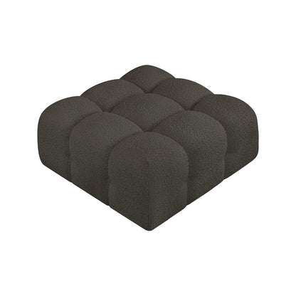 Ames Brown Boucle Fabric Ottoman