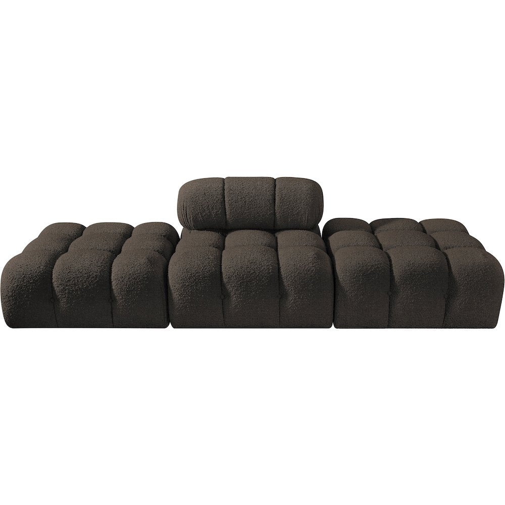 Ames 102" Brown Boucle Fabric Upholstered 3pc. Modular Sofa