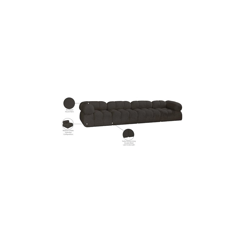 Ames Brown Boucle Fabric Modular Sofa