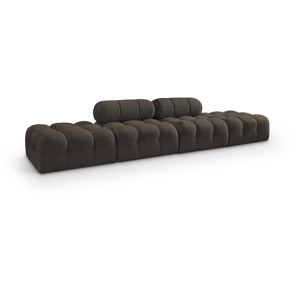 Ames 136" Brown Boucle Fabric Upholstered 4pc. Modular Sofa