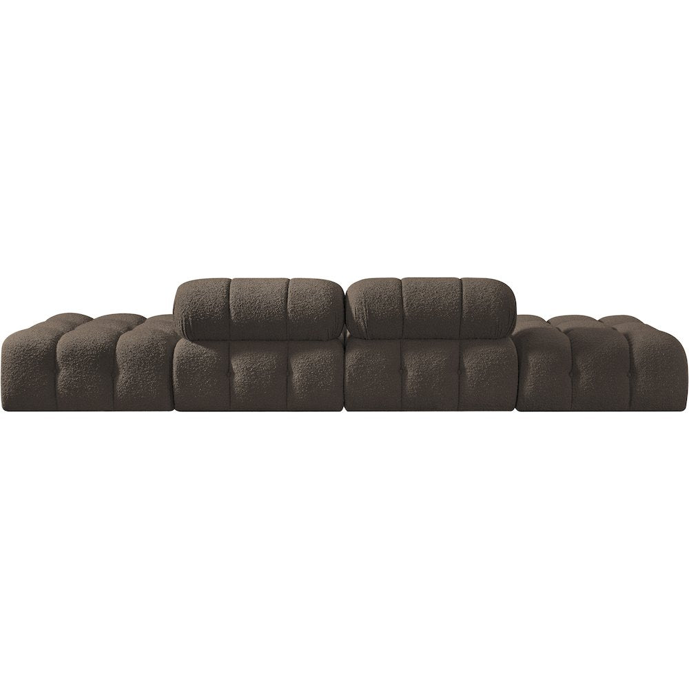 Ames 136" Brown Boucle Fabric Upholstered 4pc. Modular Sofa