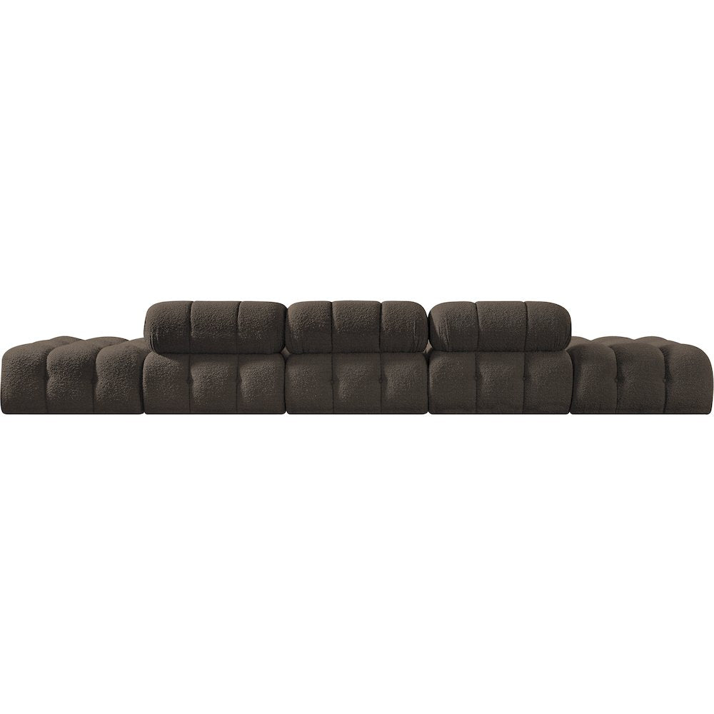 Ames 170" Brown Boucle Fabric Upholstered 5pc. Modular Sofa