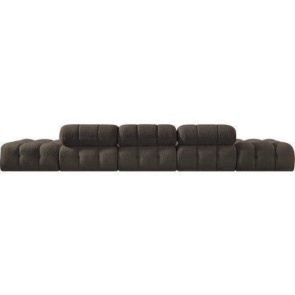 Ames 170" Brown Boucle Fabric Upholstered 5pc. Modular Sofa