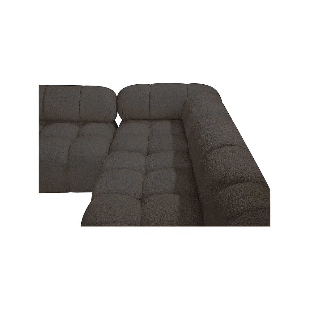 Ames Brown Boucle Fabric Modular Sectional