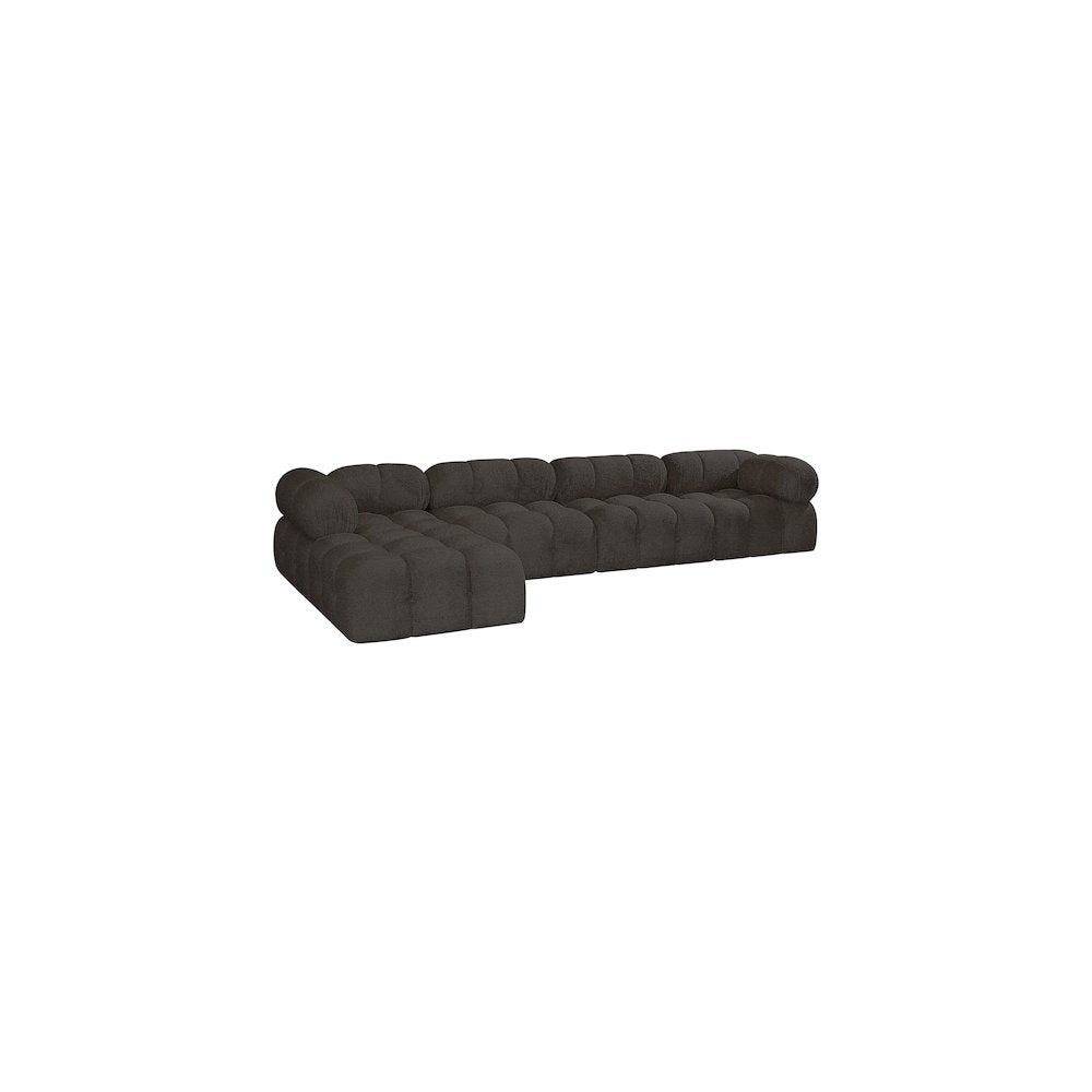 Ames Brown Boucle Fabric Modular Sectional