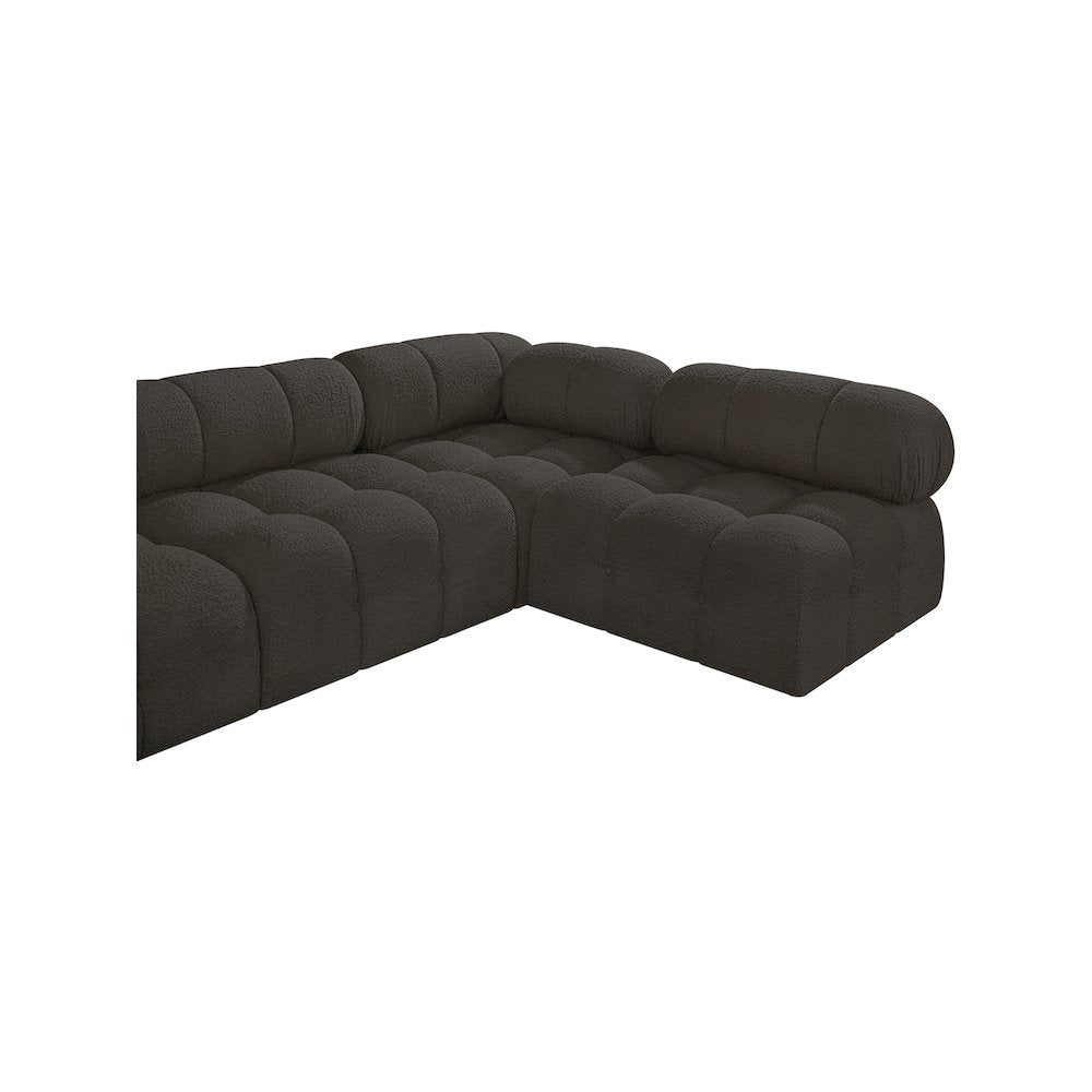Ames Brown Boucle Fabric Modular Sectional