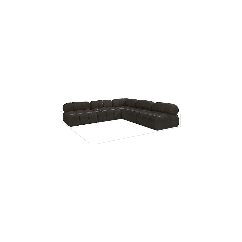 Ames Brown Boucle Fabric Modular Sectional