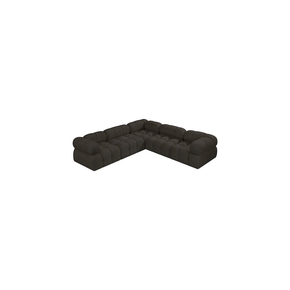 Ames Brown Boucle Fabric Modular Sectional