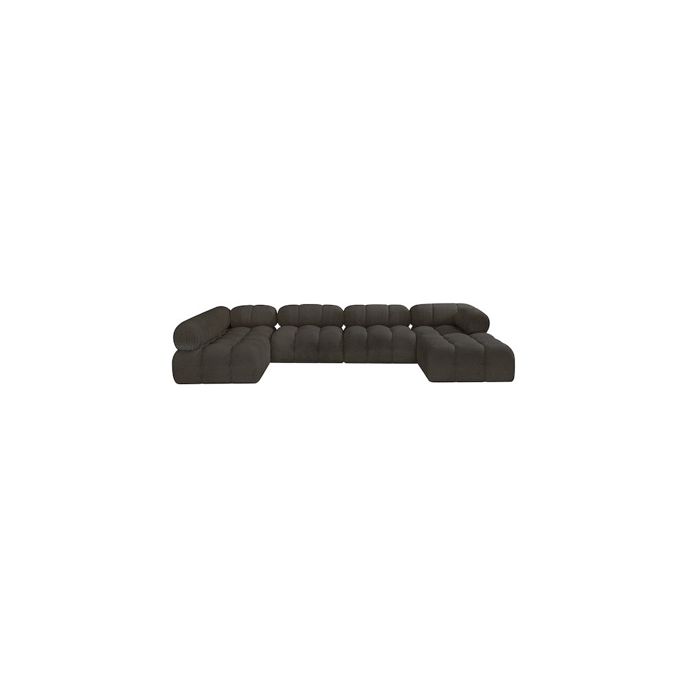 Ames Brown Boucle Fabric Modular Sectional