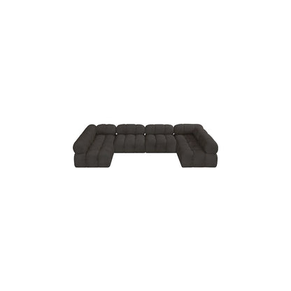 Ames Brown Boucle Fabric Modular Sectional