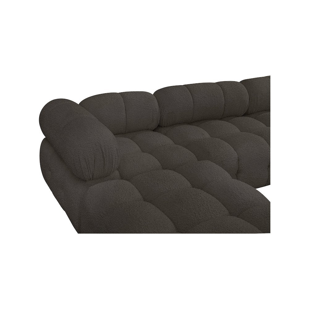 Ames Brown Boucle Fabric Modular Sectional