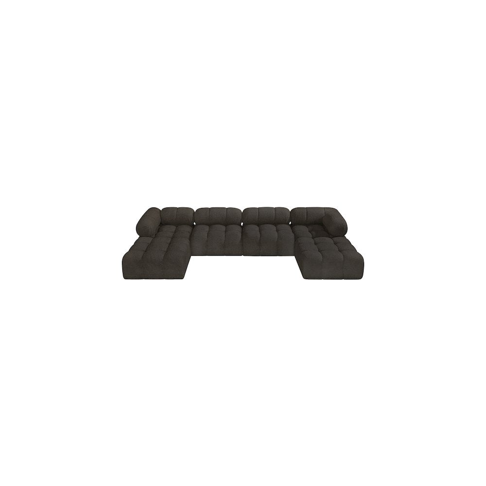 Ames Brown Boucle Fabric Modular Sectional