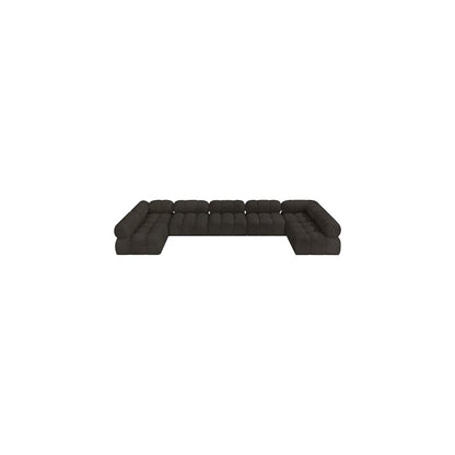 Ames Brown Boucle Fabric Modular Sectional