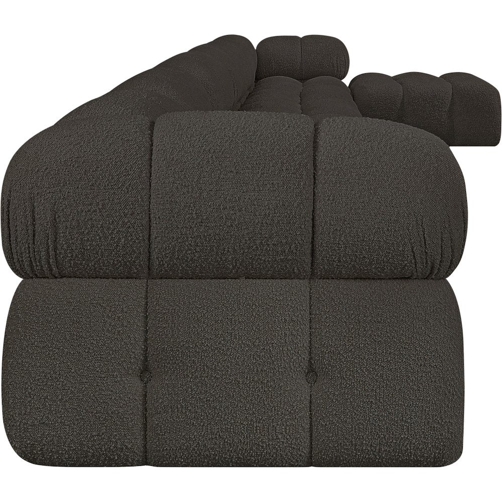 Ames Brown Boucle Fabric Modular Sectional