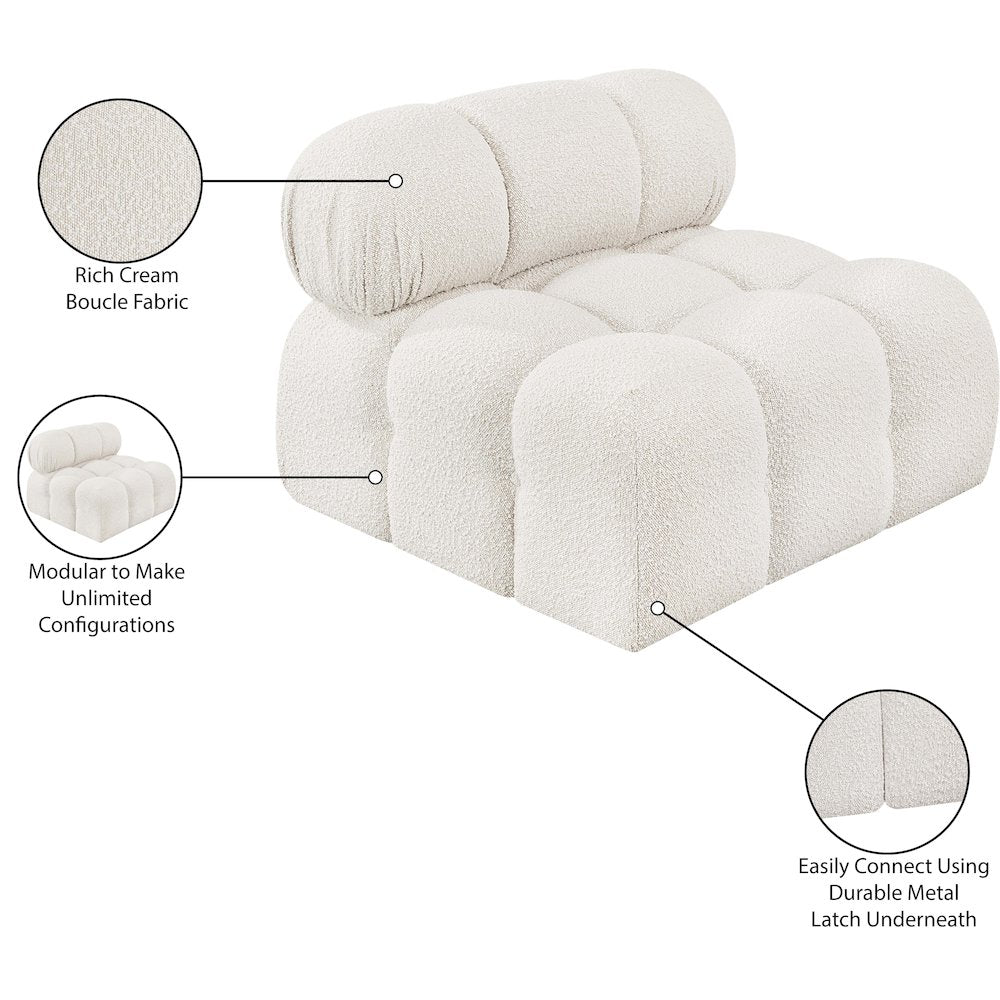 Ames Cream Boucle Fabric Armless
