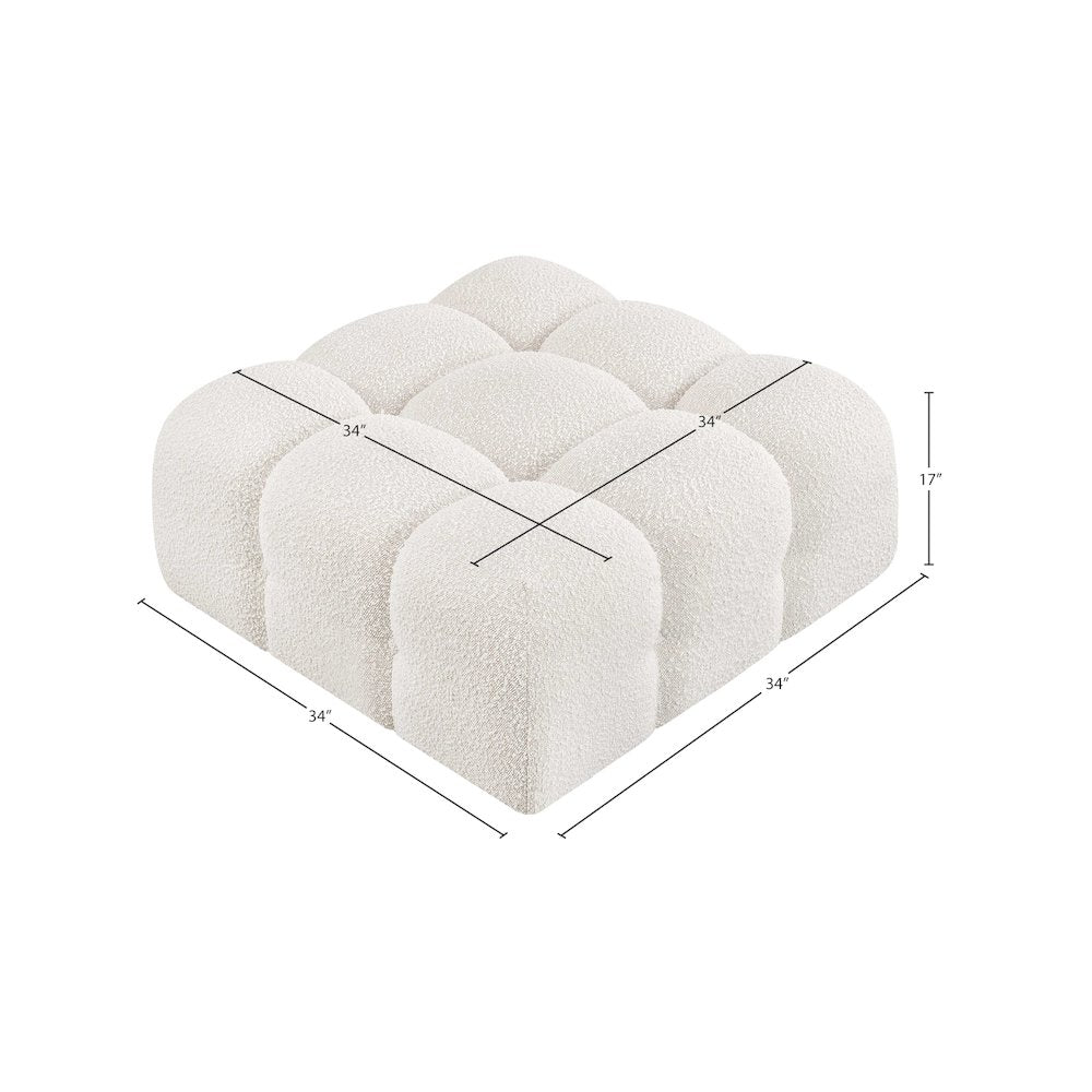 Ames Cream Boucle Fabric Ottoman
