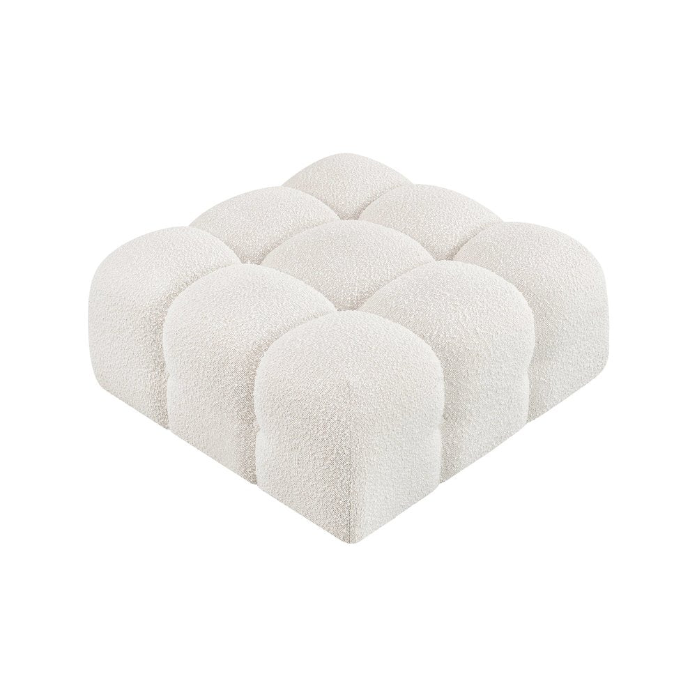 Ames Cream Boucle Fabric Ottoman