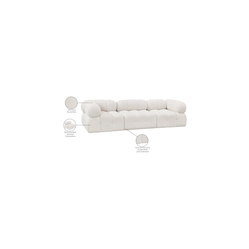 Ames Cream Boucle Fabric Modular Sofa