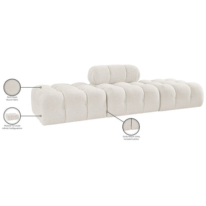 Ames 102" Cream Boucle Fabric Upholstered 3pc. Modular Sofa