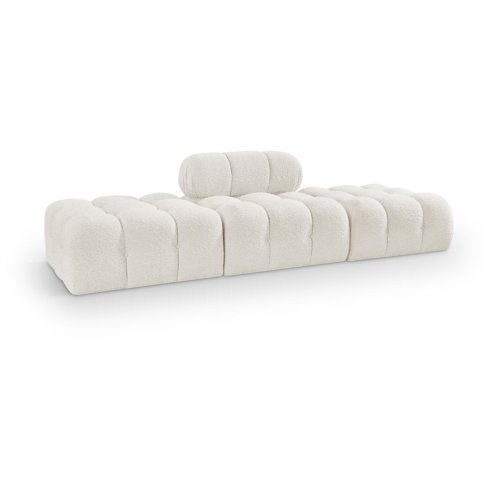 Ames 102" Cream Boucle Fabric Upholstered 3pc. Modular Sofa