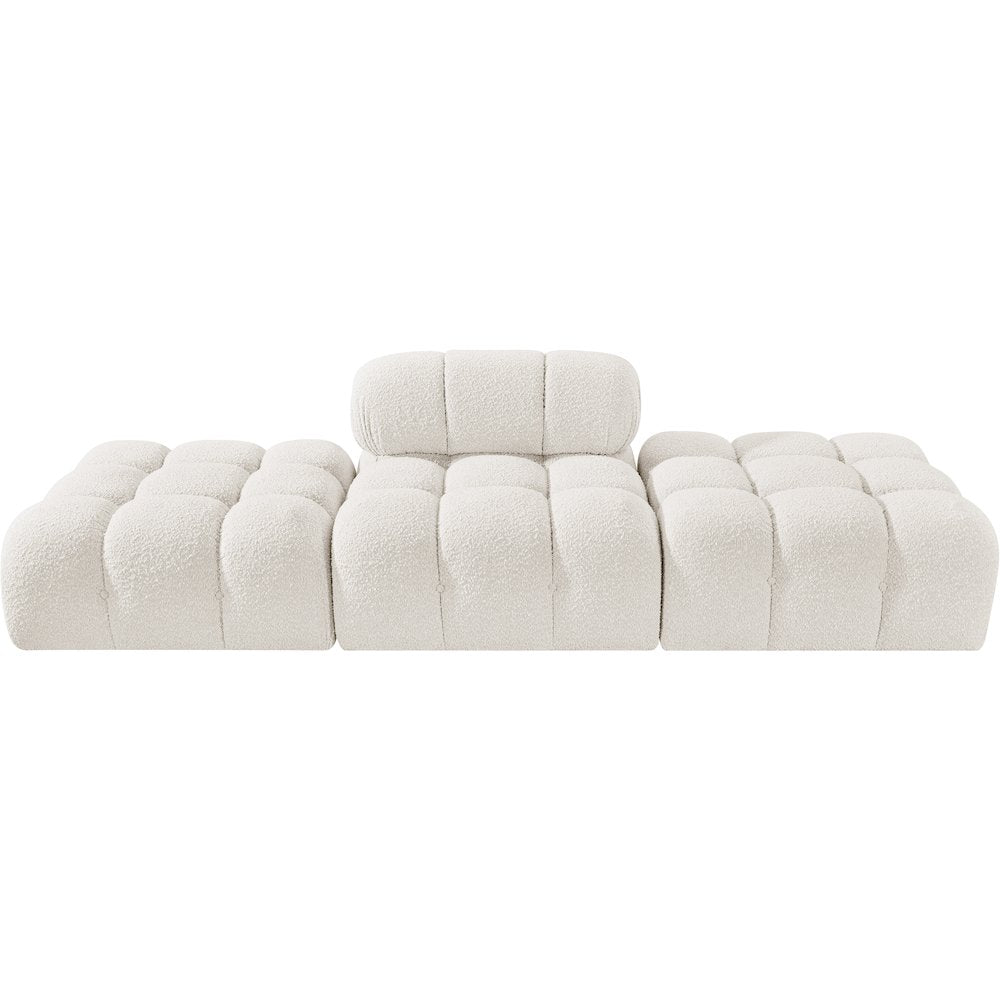 Ames 102" Cream Boucle Fabric Upholstered 3pc. Modular Sofa
