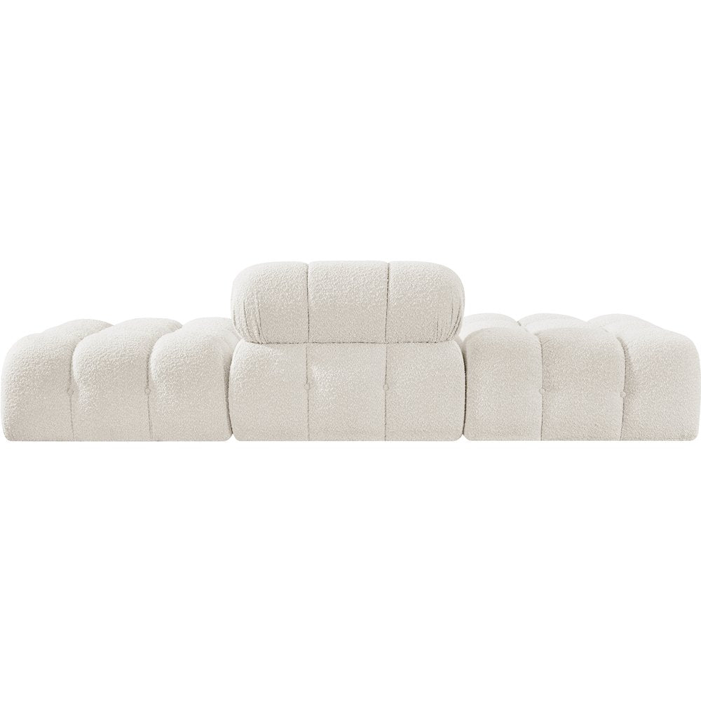Ames 102" Cream Boucle Fabric Upholstered 3pc. Modular Sofa