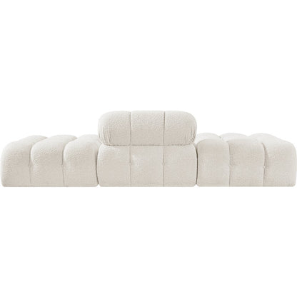 Ames 102" Cream Boucle Fabric Upholstered 3pc. Modular Sofa