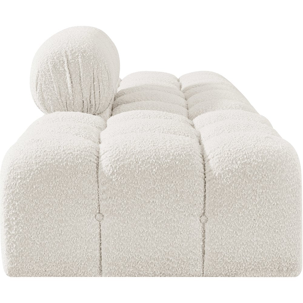 Ames 102" Cream Boucle Fabric Upholstered 3pc. Modular Sofa