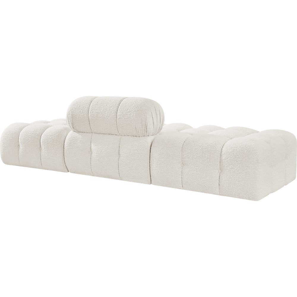 Ames 102" Cream Boucle Fabric Upholstered 3pc. Modular Sofa