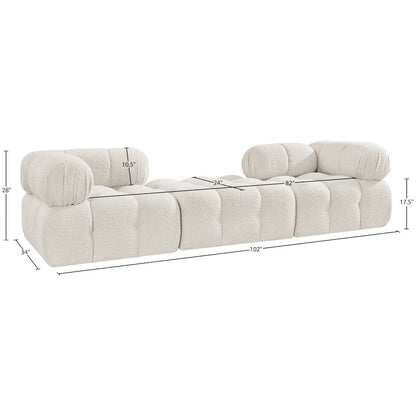 Ames 102" Cream Boucle Fabric Upholstered 3pc. Modular Sofa