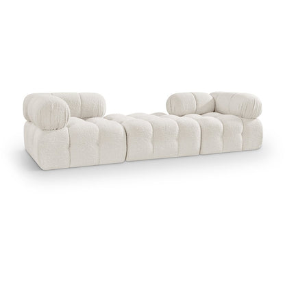 Ames 102" Cream Boucle Fabric Upholstered 3pc. Modular Sofa