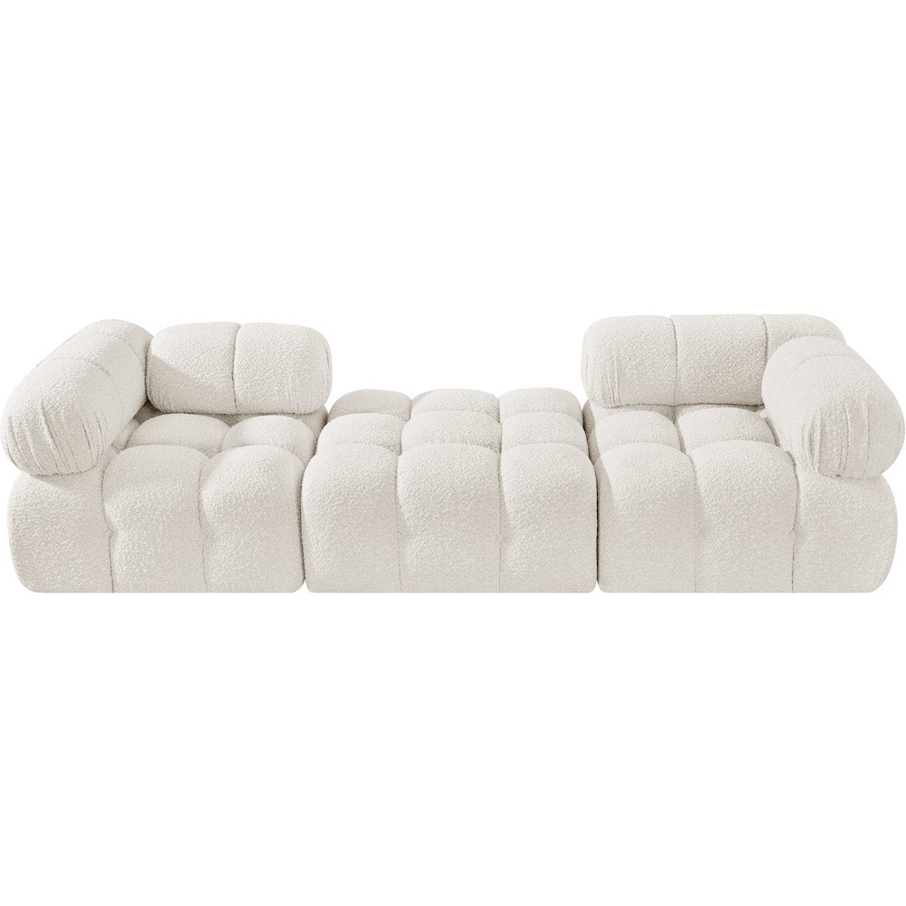 Ames 102" Cream Boucle Fabric Upholstered 3pc. Modular Sofa
