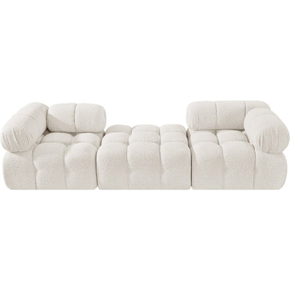 Ames 102" Cream Boucle Fabric Upholstered 3pc. Modular Sofa
