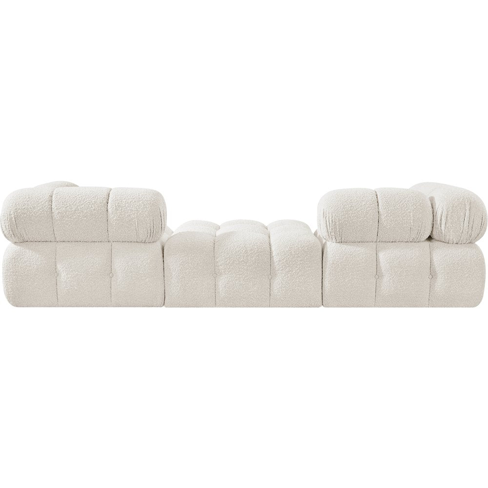 Ames 102" Cream Boucle Fabric Upholstered 3pc. Modular Sofa