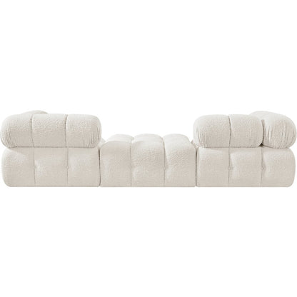 Ames 102" Cream Boucle Fabric Upholstered 3pc. Modular Sofa