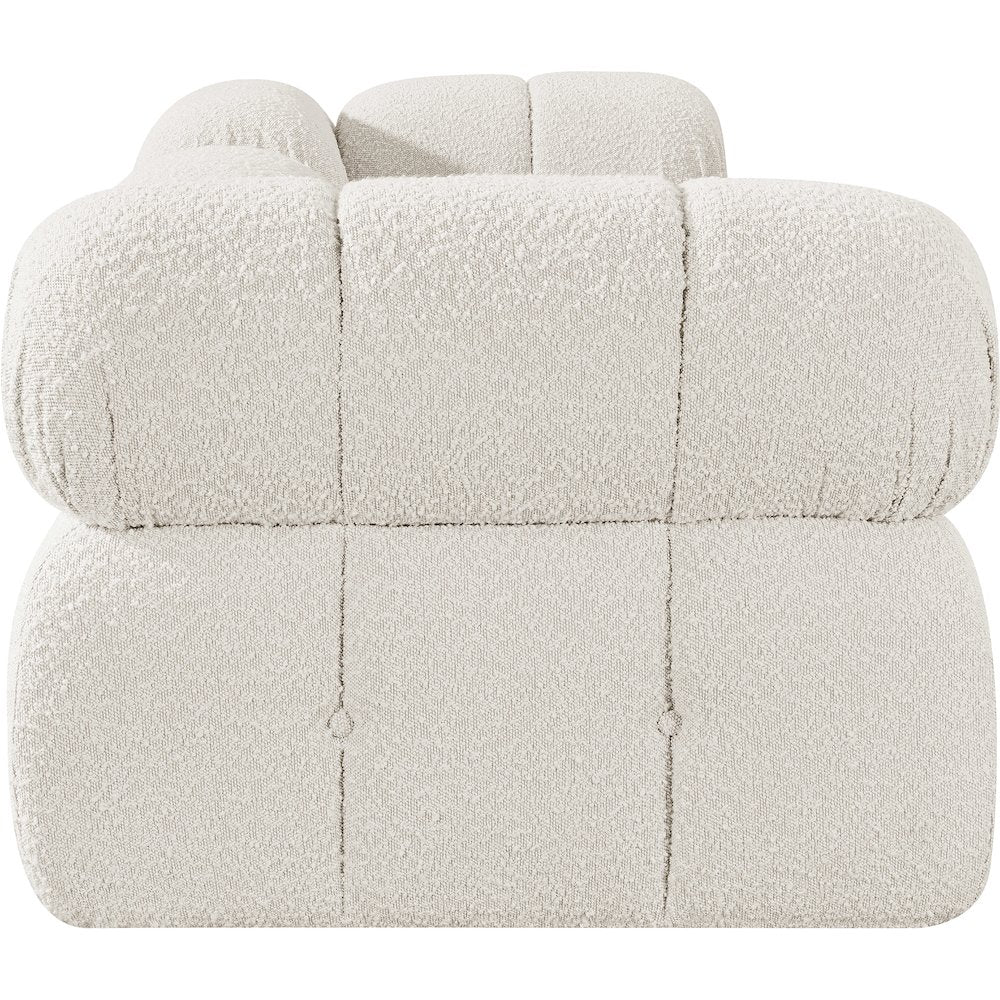 Ames 102" Cream Boucle Fabric Upholstered 3pc. Modular Sofa