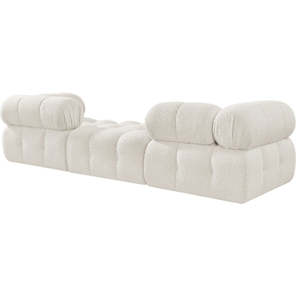 Ames 102" Cream Boucle Fabric Upholstered 3pc. Modular Sofa
