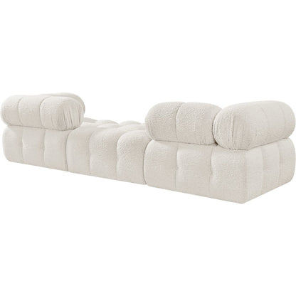 Ames 102" Cream Boucle Fabric Upholstered 3pc. Modular Sofa