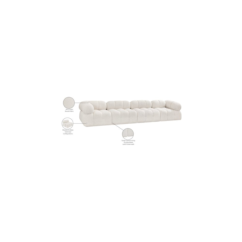 Ames Cream Boucle Fabric Modular Sofa