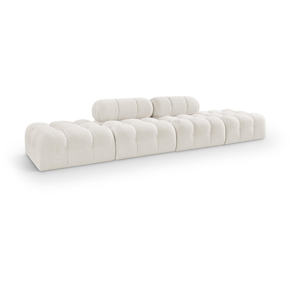 Ames 136" Cream Boucle Fabric Upholstered 4pc. Modular Sofa