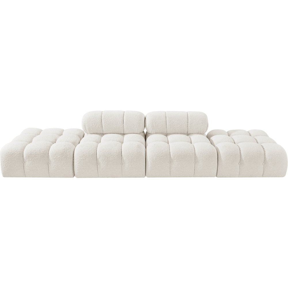 Ames 136" Cream Boucle Fabric Upholstered 4pc. Modular Sofa