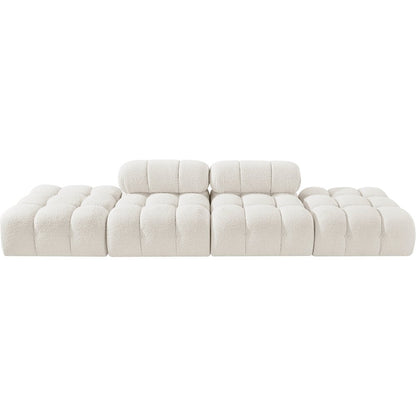 Ames 136" Cream Boucle Fabric Upholstered 4pc. Modular Sofa