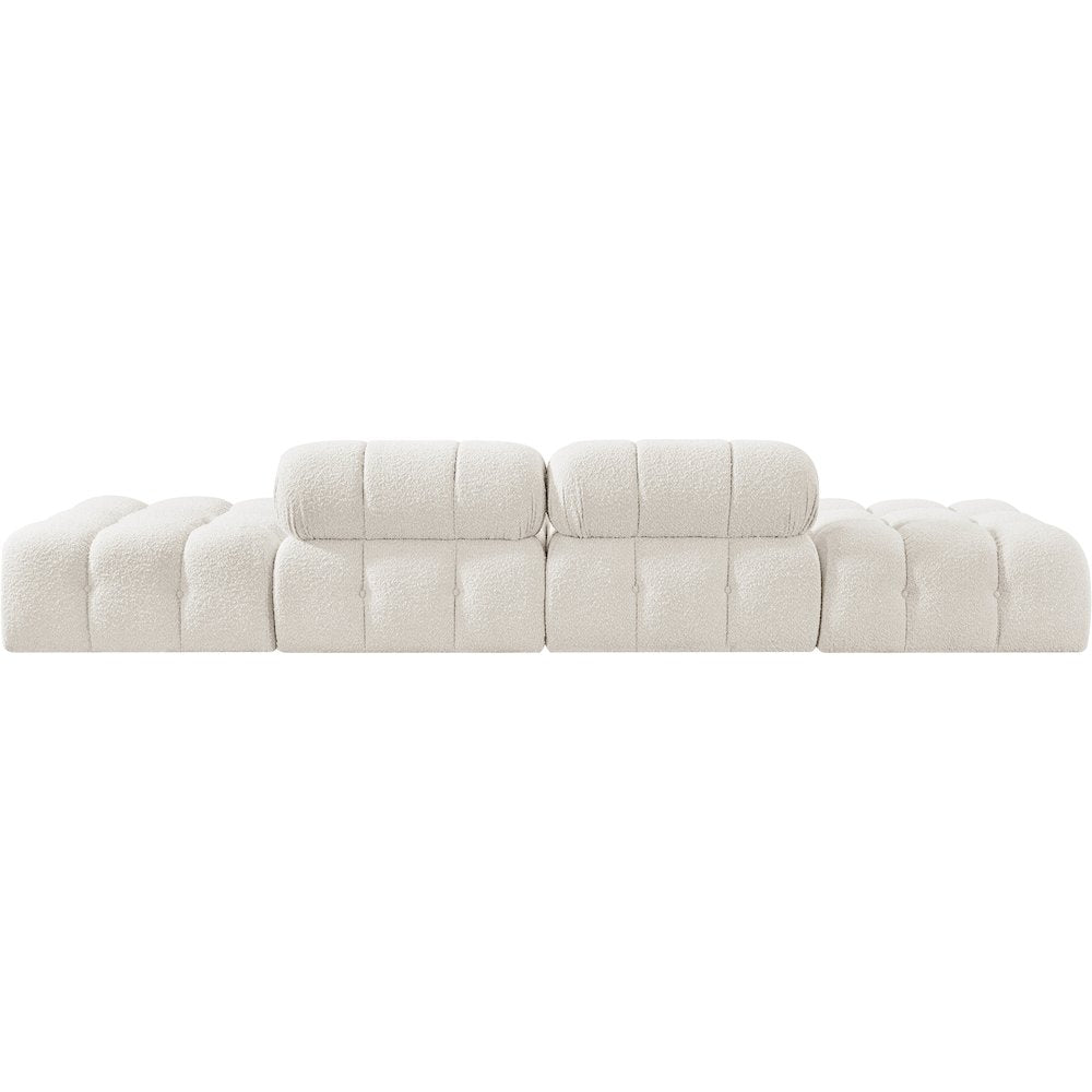 Ames 136" Cream Boucle Fabric Upholstered 4pc. Modular Sofa