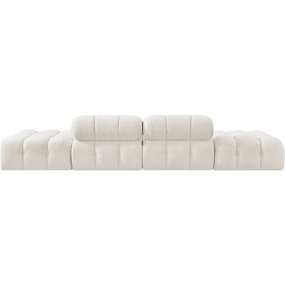 Ames 136" Cream Boucle Fabric Upholstered 4pc. Modular Sofa
