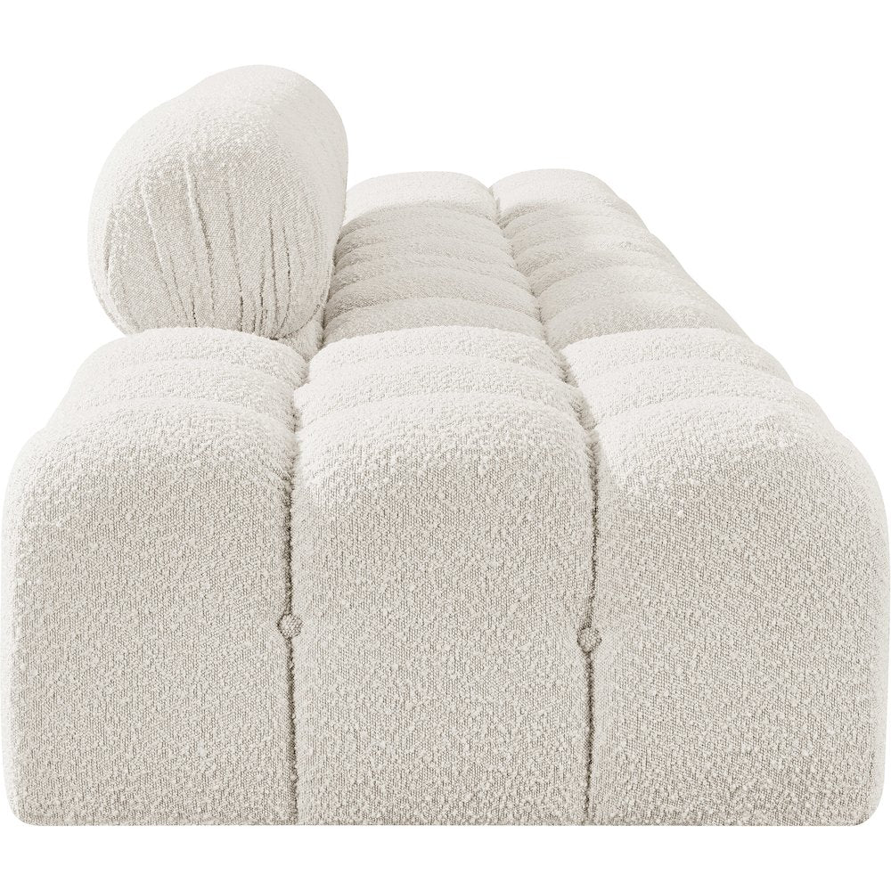 Ames 136" Cream Boucle Fabric Upholstered 4pc. Modular Sofa