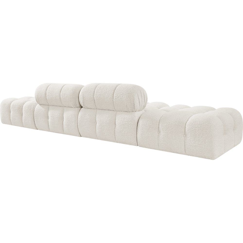Ames 136" Cream Boucle Fabric Upholstered 4pc. Modular Sofa