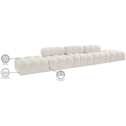 Ames 170" Cream Boucle Fabric Upholstered 5pc. Modular Sofa
