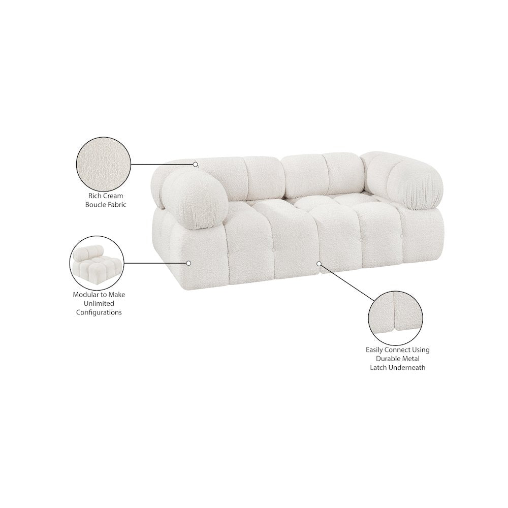 Ames Cream Boucle Fabric Modular Sofa